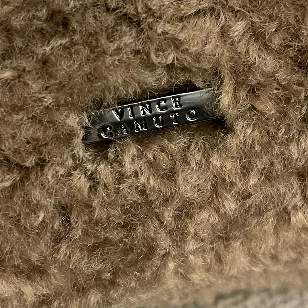Vince Camuto Issey Faux Sherpa- Genuine leather trim Crossbody Bag-Taupe - Picture 2 of 13